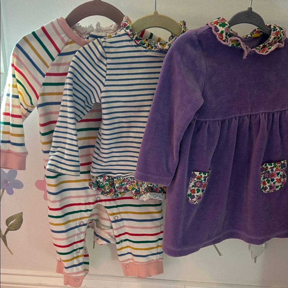 6-9 mo Mini Boden Bundle Colorful Striped and Purple Baby Outfits